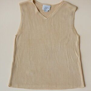 Ann Taylor Vintage Beige Silk Ribbed Knit Sleeveless Top - Size Small